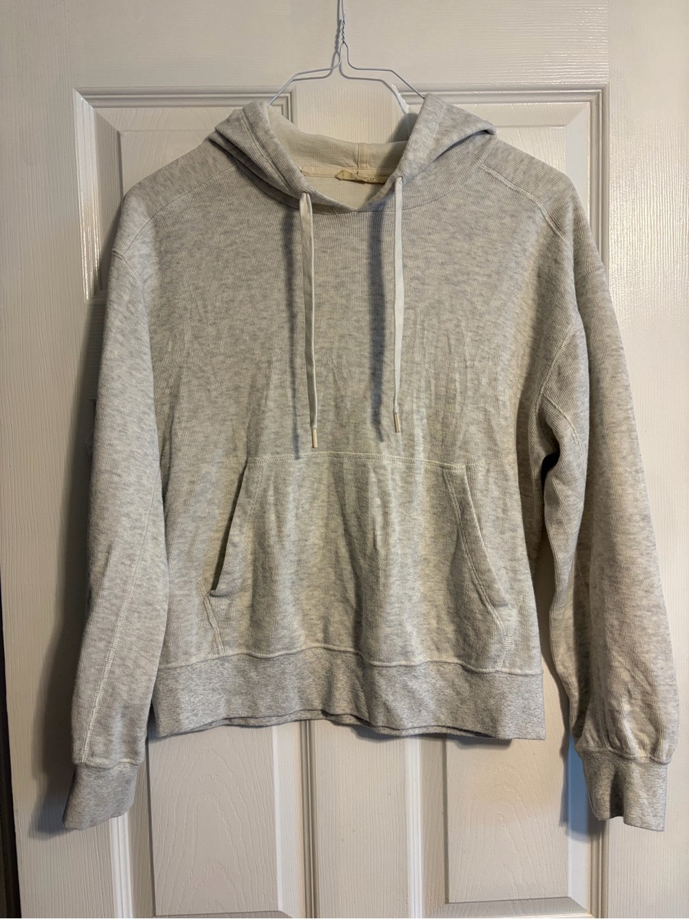 Madewell Gray Cropped Hoodie Sweatshirt 100% Cotton Boxy Pullover Women's Size S
